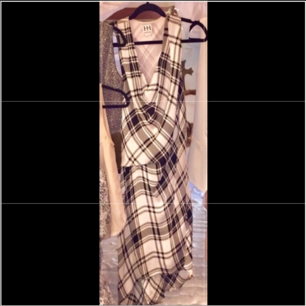 80%⤵️ Haute Hippie Silk Plaid Aysemetrical Midi